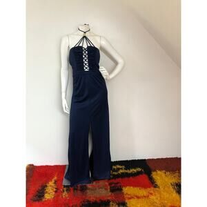 1970s vintage Navy Scandal Maxi dress by Funky sz sm med cutout keyhole